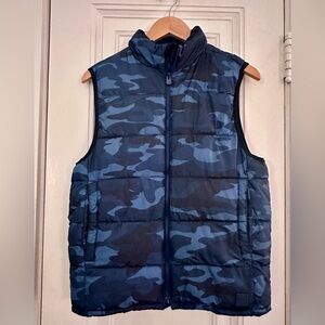Gap Kids Blue Camo Puffer Vest - Boys’ Size XXL | 14-16